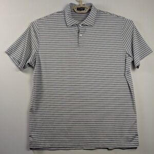 Peter Millar Golf Shirt Mens XL Gray Pink Striped Performance Polo EUC